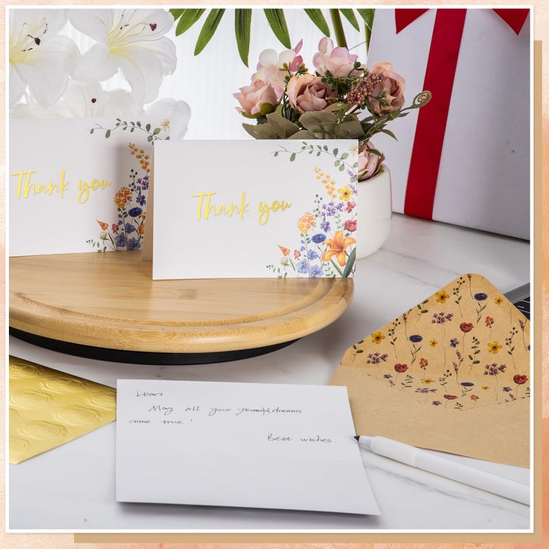 Thboxes 100 Pack Thank You Cards with Envelopes, 4x6 Inch Thank You Cards Bulk Blank Card Notes with Stickers Greeting Card for Wedding, Baby Shower, Bridal Shower, Birthday, Thanksgiving, Christmas - Image 3